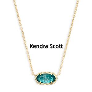 Elisa Gold Pendant Necklace in London Blue Glass